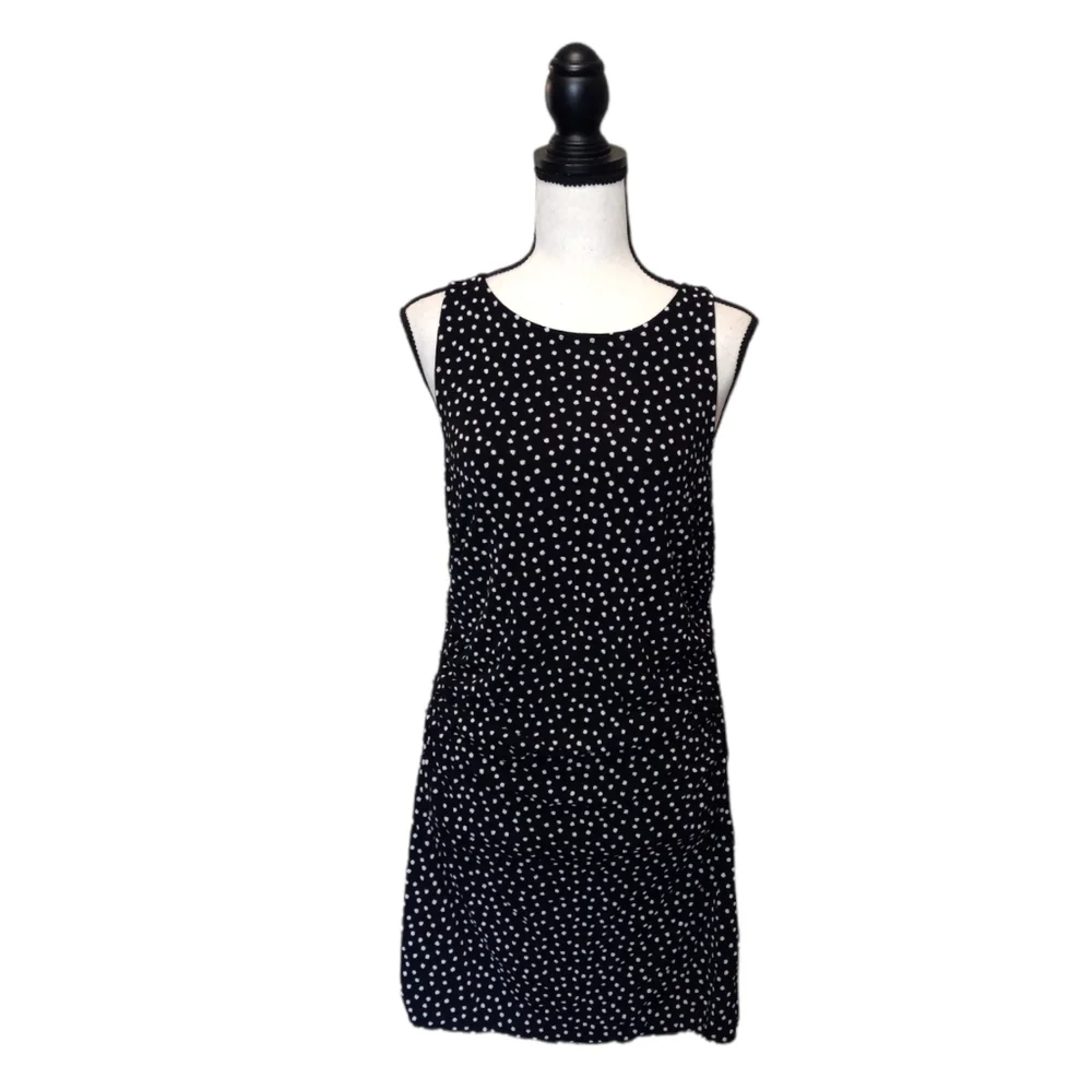 Ann Taylor Polka Dot Gathered Sleeveless Dress Womens Sz 10 (Cut Shorter) - Picture 1 of 5